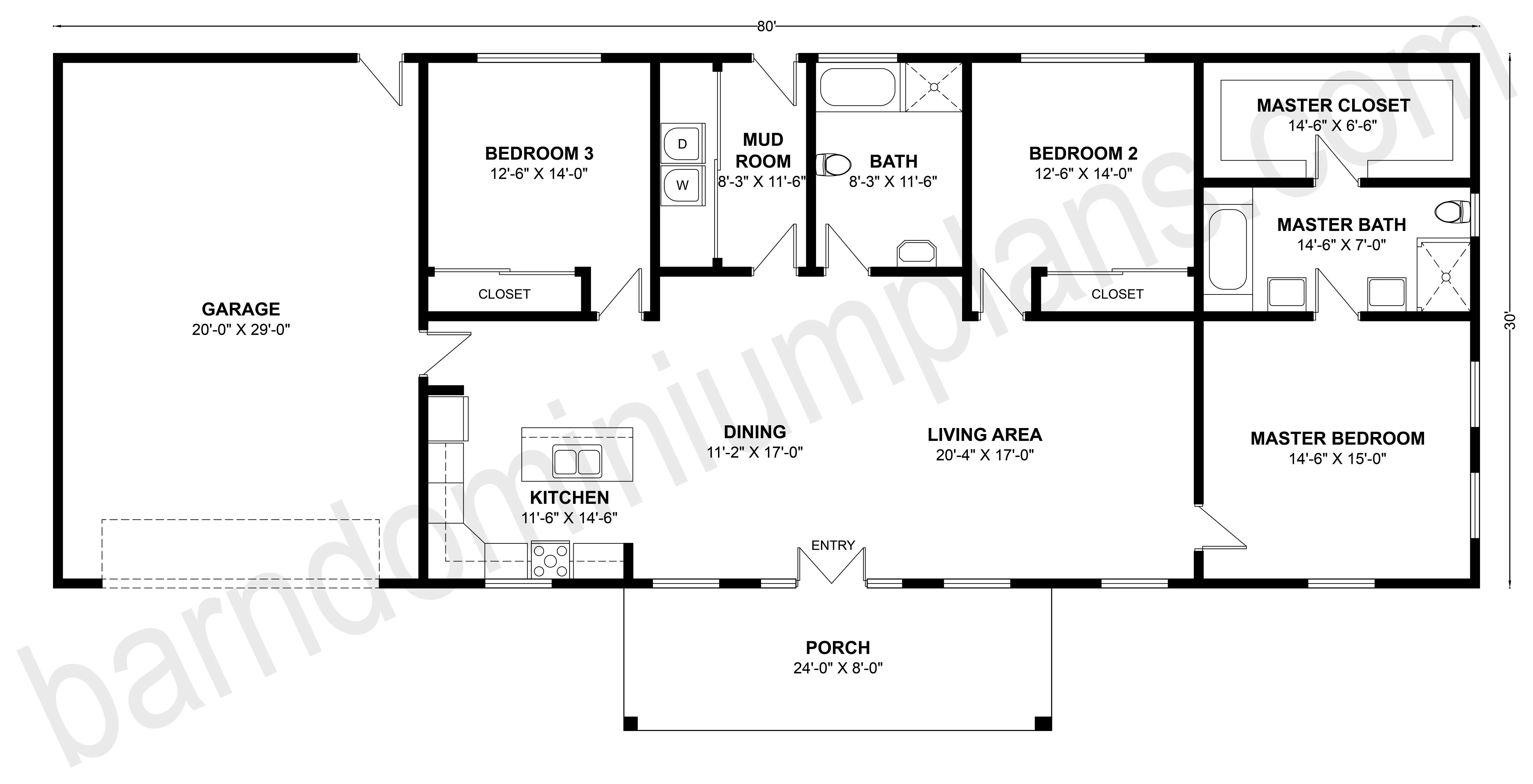 BCO-40106 Barndominium House Plan - Image 3