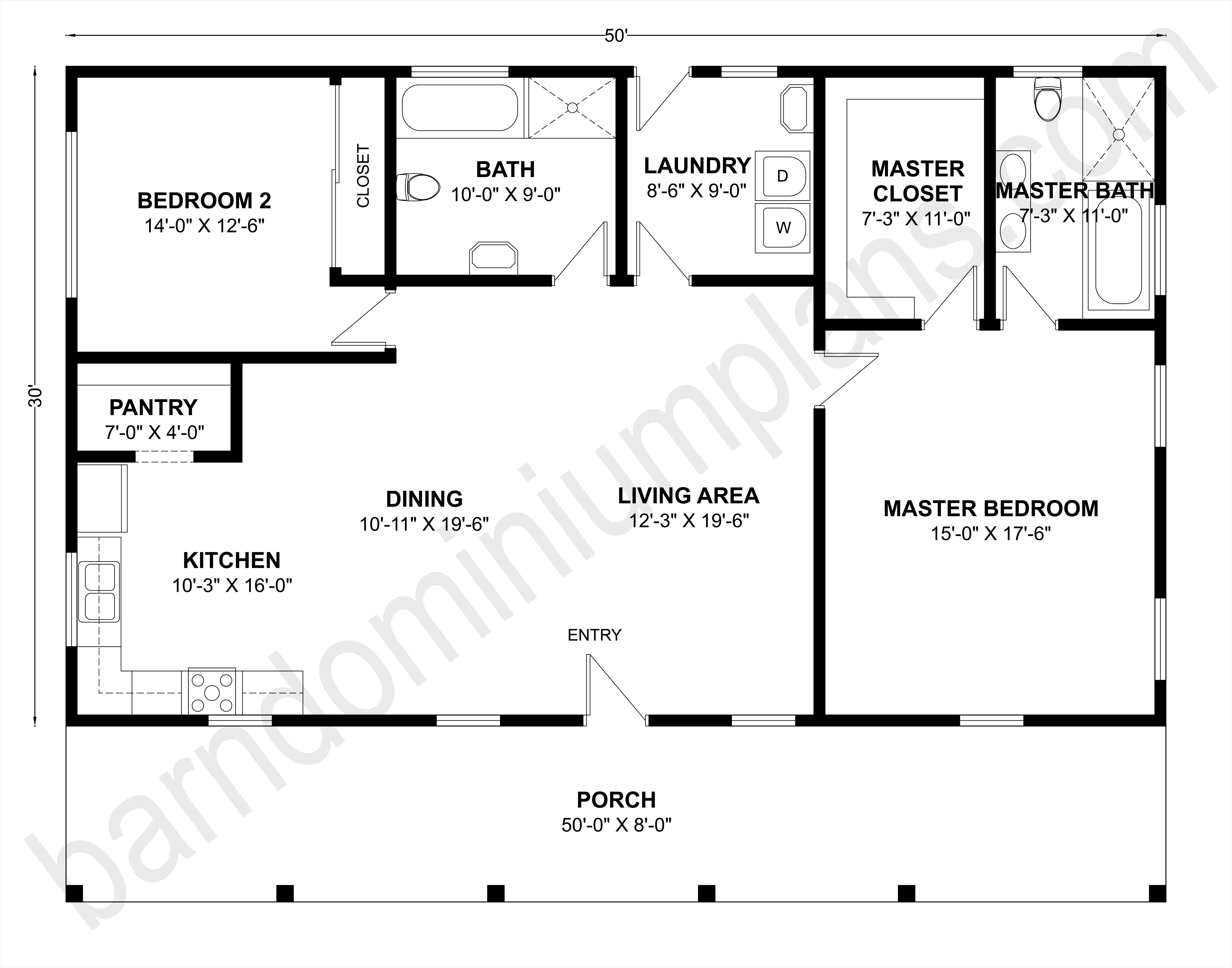 BCO-40113 Barndominium House Plan - Image 3