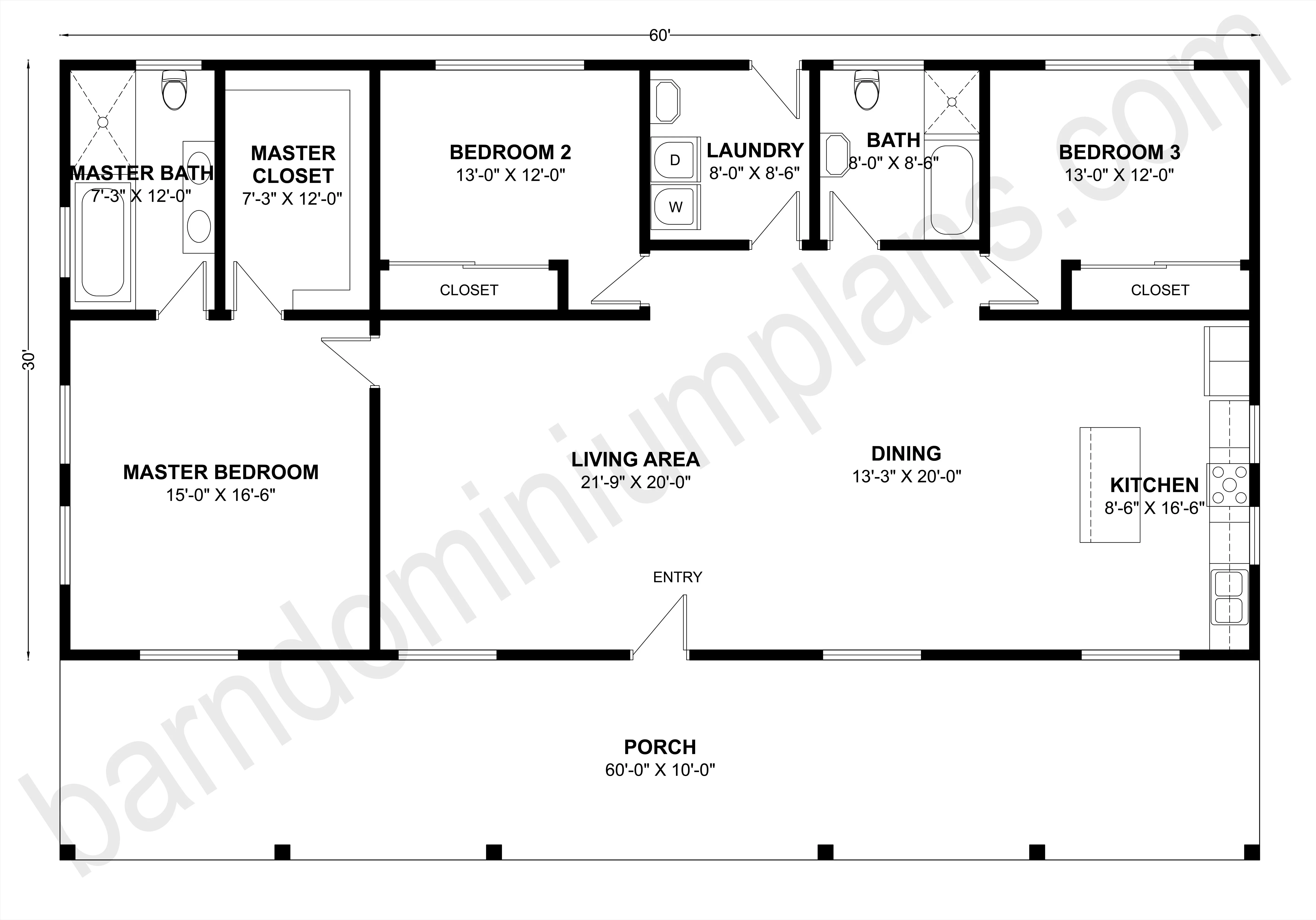 BCO-40115 Barndominium House Plan - Image 3
