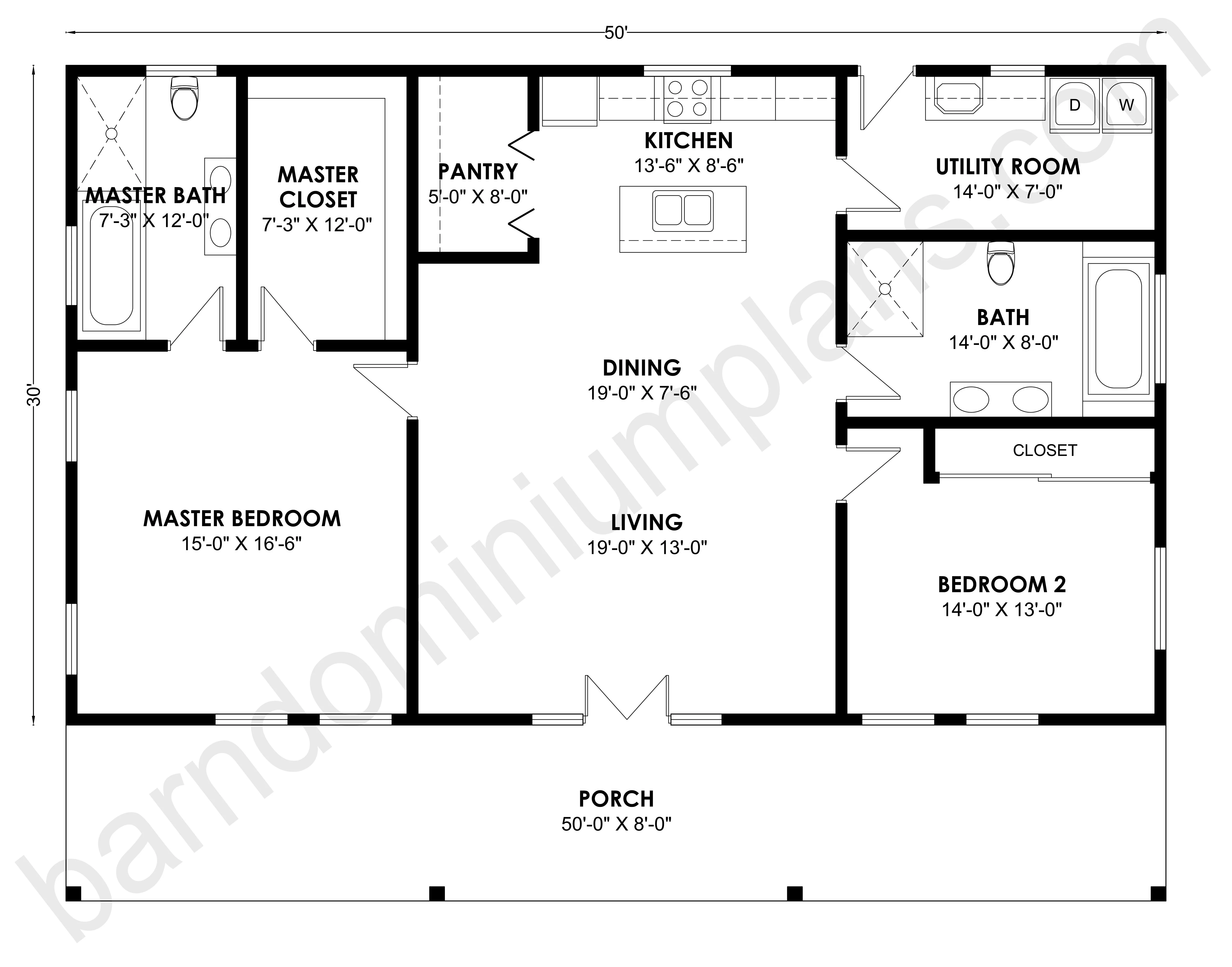 BCO-40121 Barndominium House Plan - Image 3