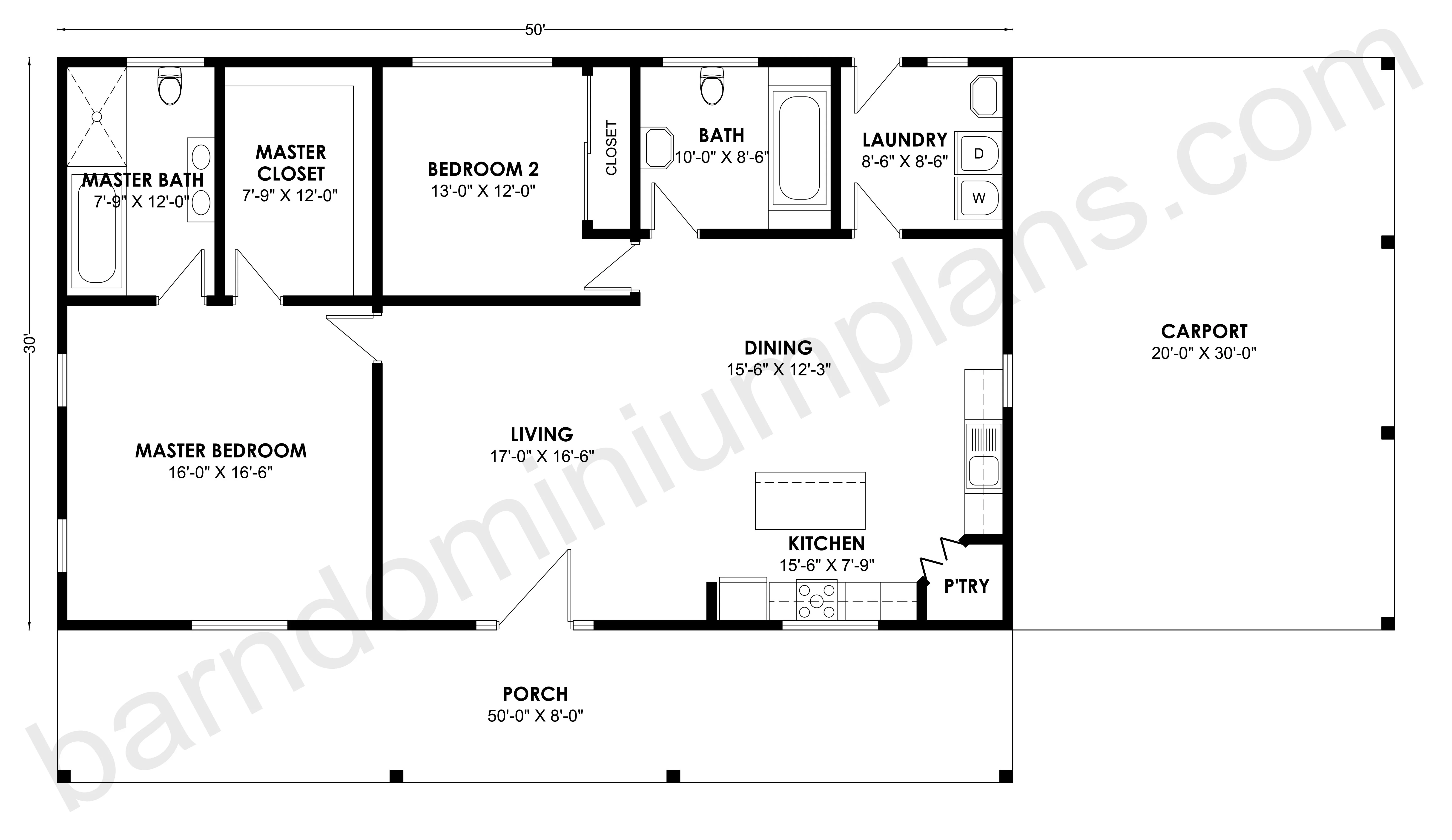BCO-40125 Barndominium House Plan - Image 3