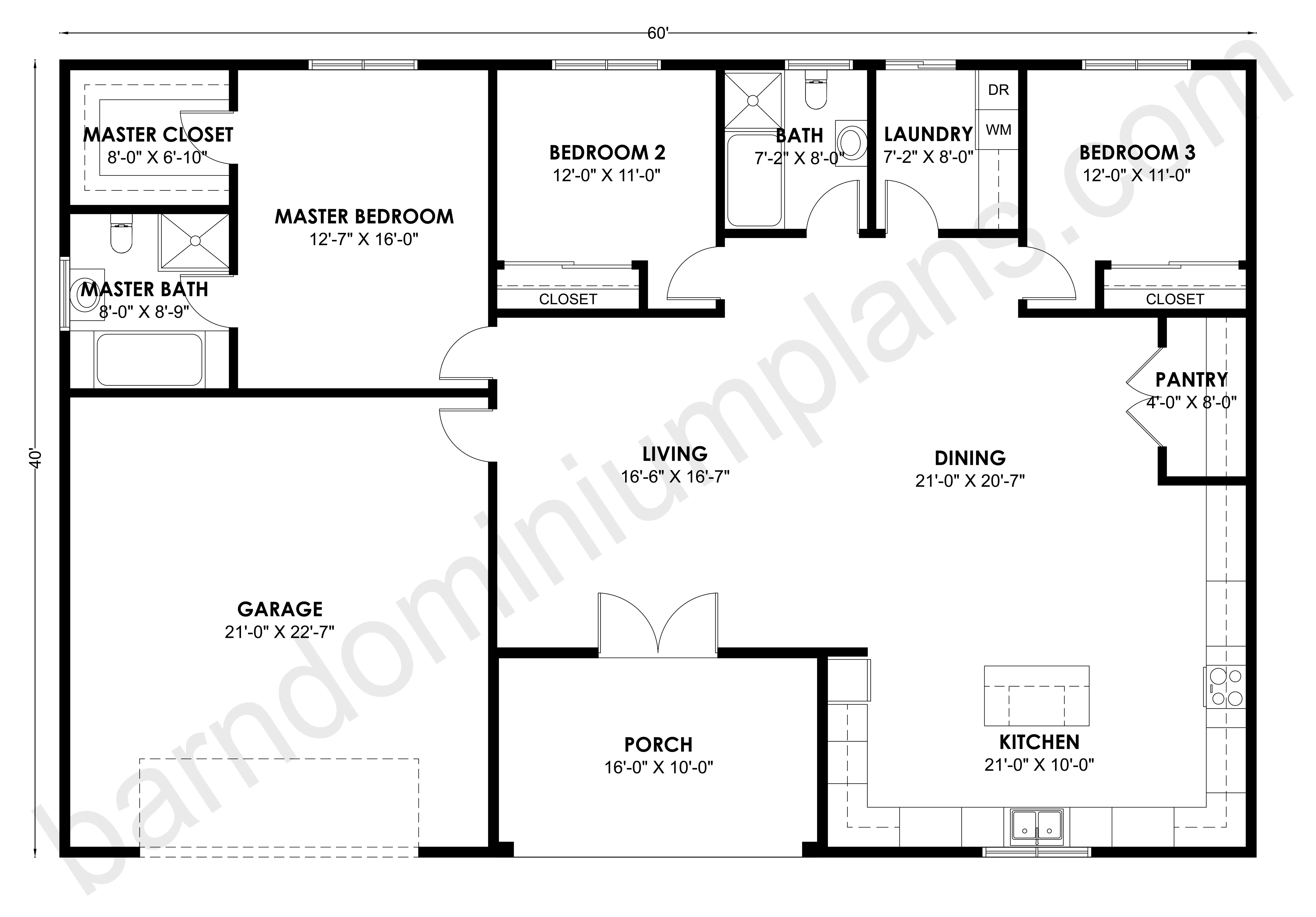 BCO-40165 Barndominium House Plan - Image 3
