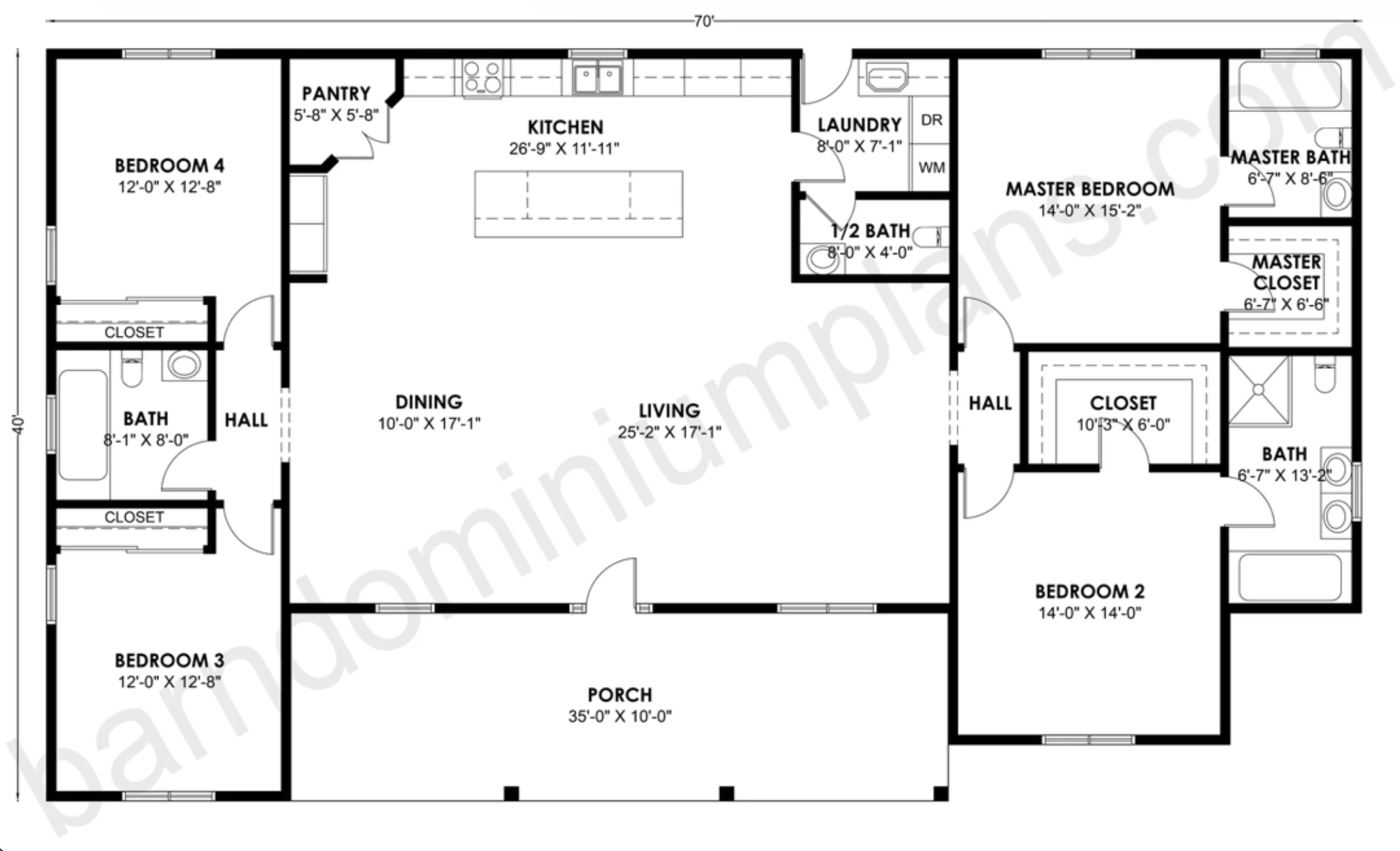 BCO-40175 Barndominium House Plan - Image 3