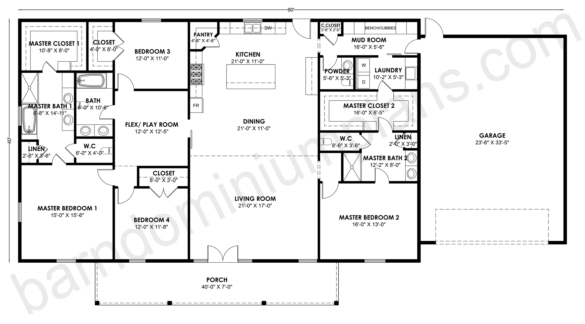 BCO-40213 Barndominium House Plan - Image 3