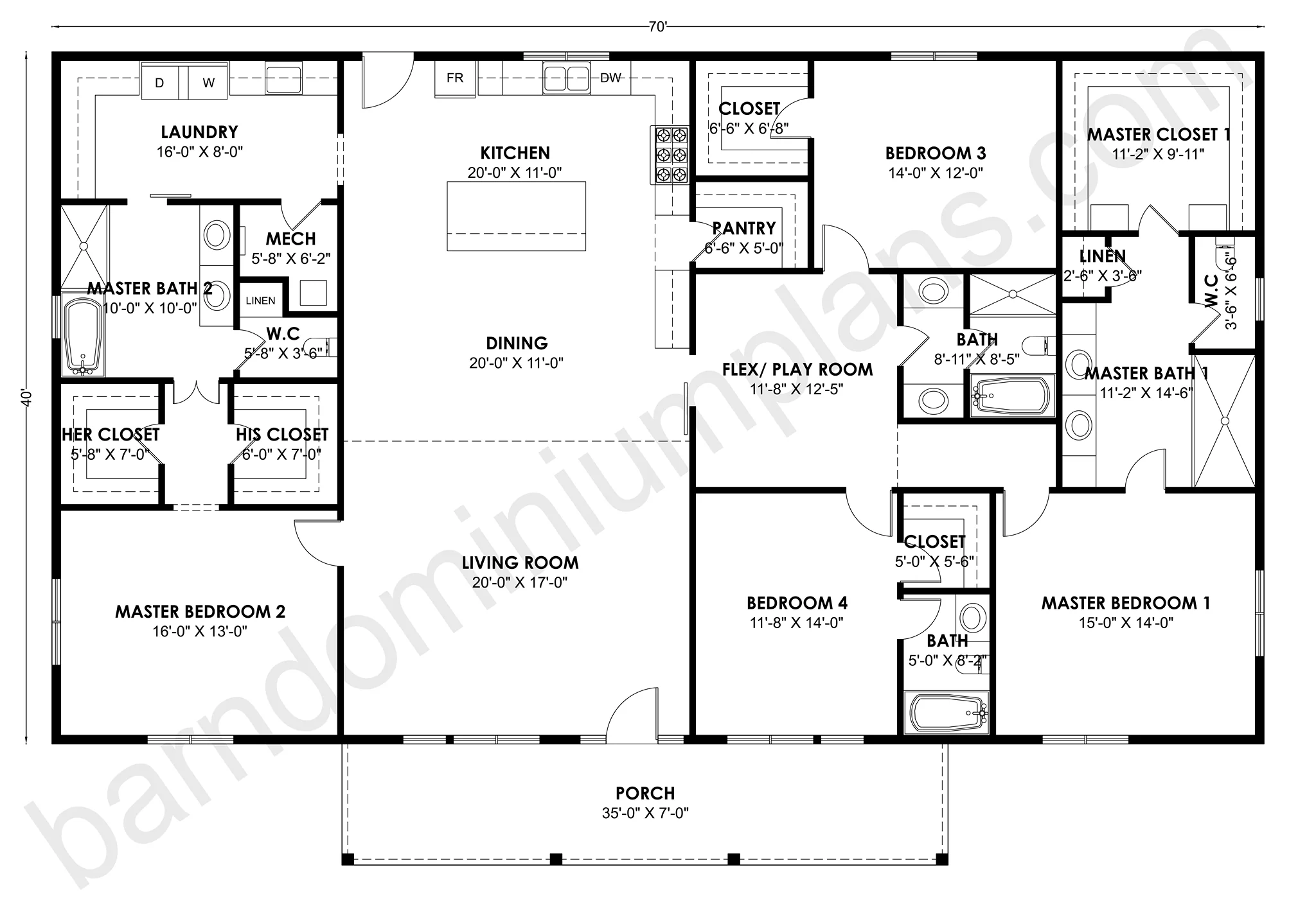 BCO-40214 Barndominium House Plan - Image 3