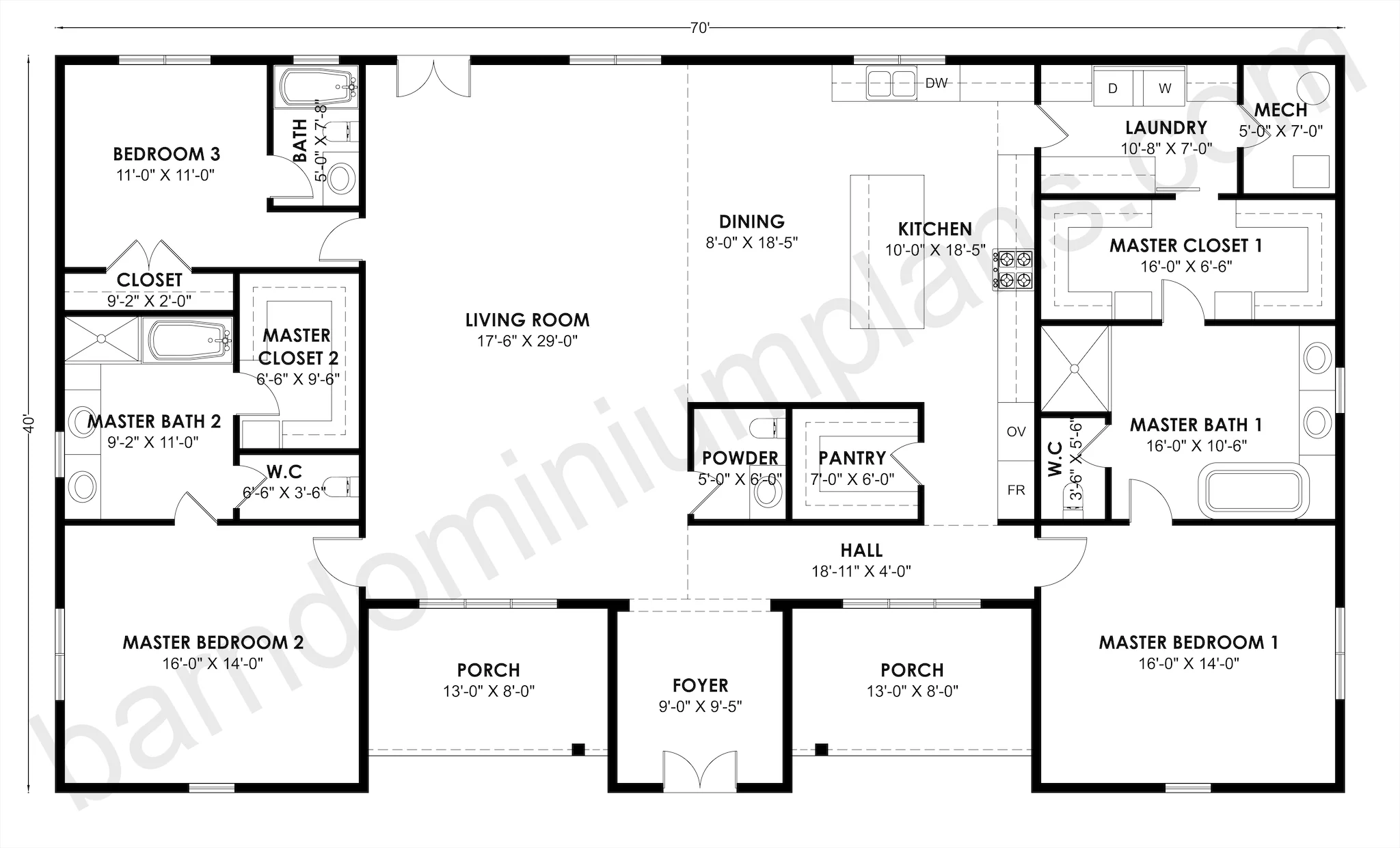BCO-40215 Barndominium House Plan - Image 3