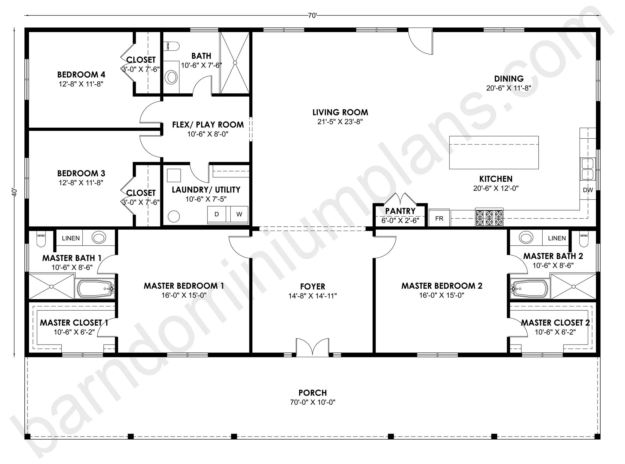 BCO-40220 Barndominium House Plan - Image 3