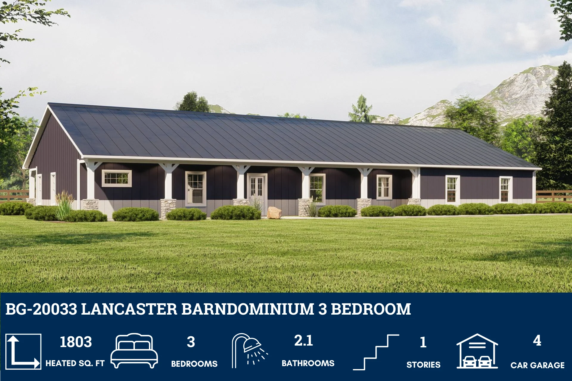 BG-20033 Lancaster Barndominium House Plan