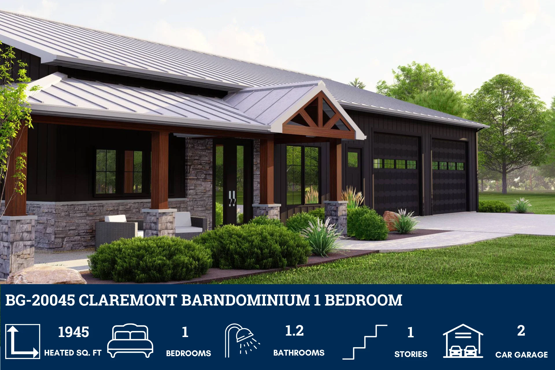 BG-20045 Claremont Barndominium House Plan - Image 2