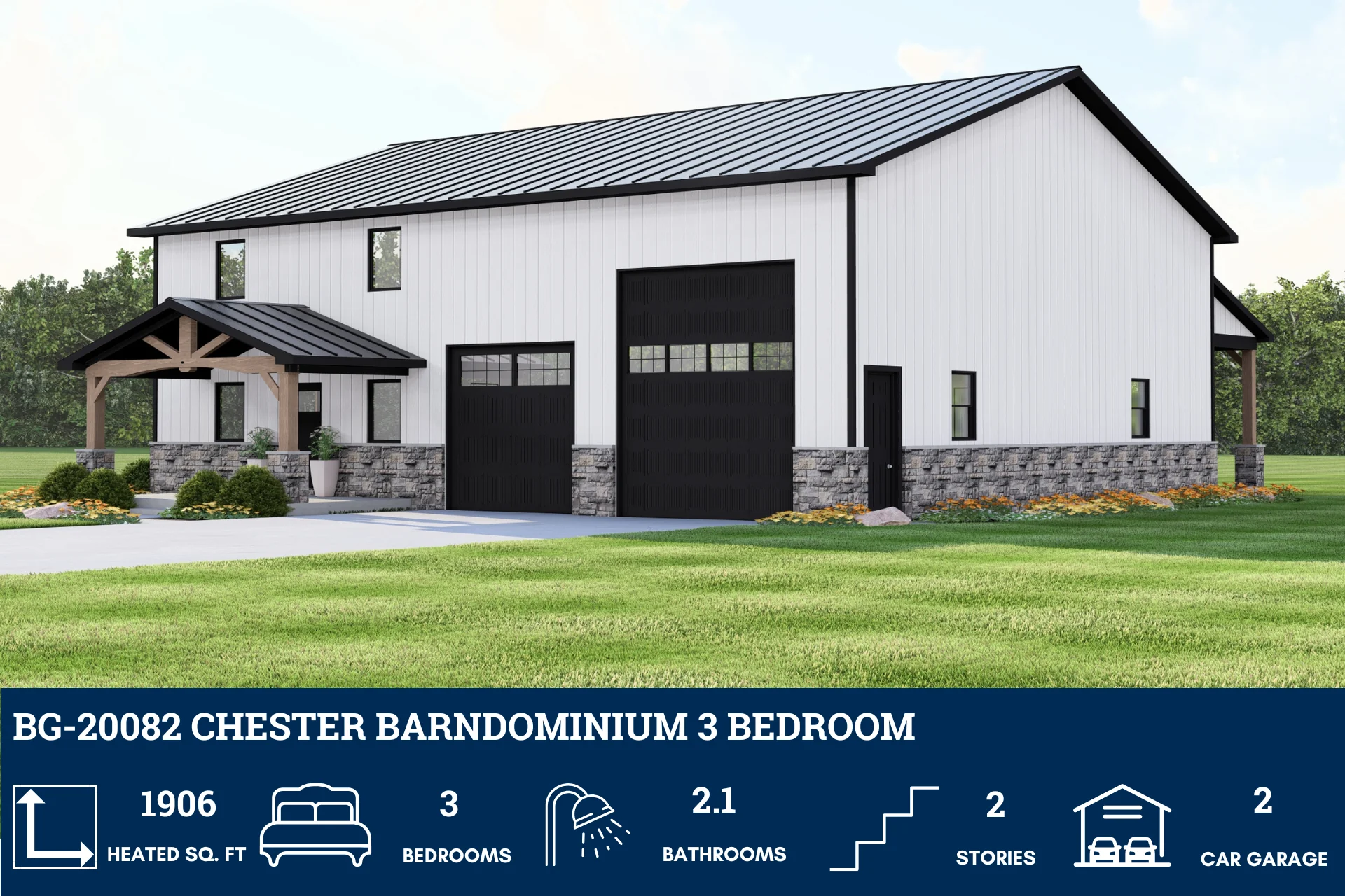 BG-20082 Chester Barndominium House Plan
