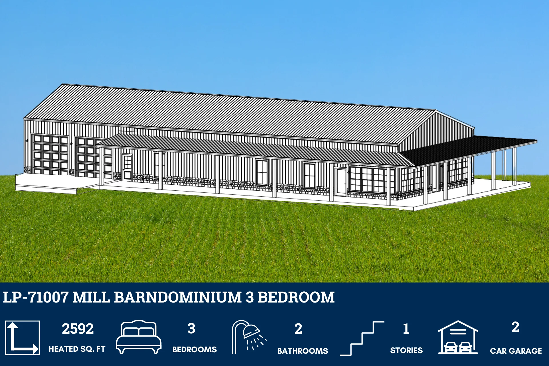 LP-71007 Mill Barndominium House Plan - Image 5
