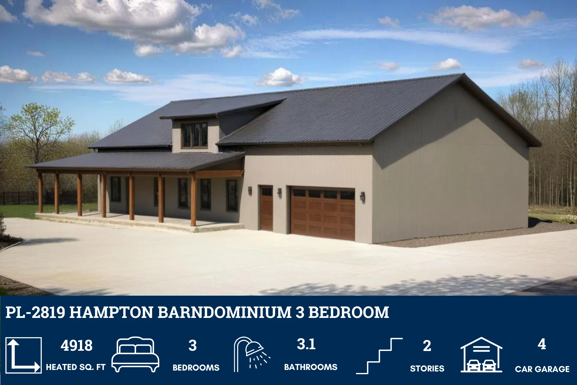 PL-2819 Hampton Barndominium House Plan - Image 2