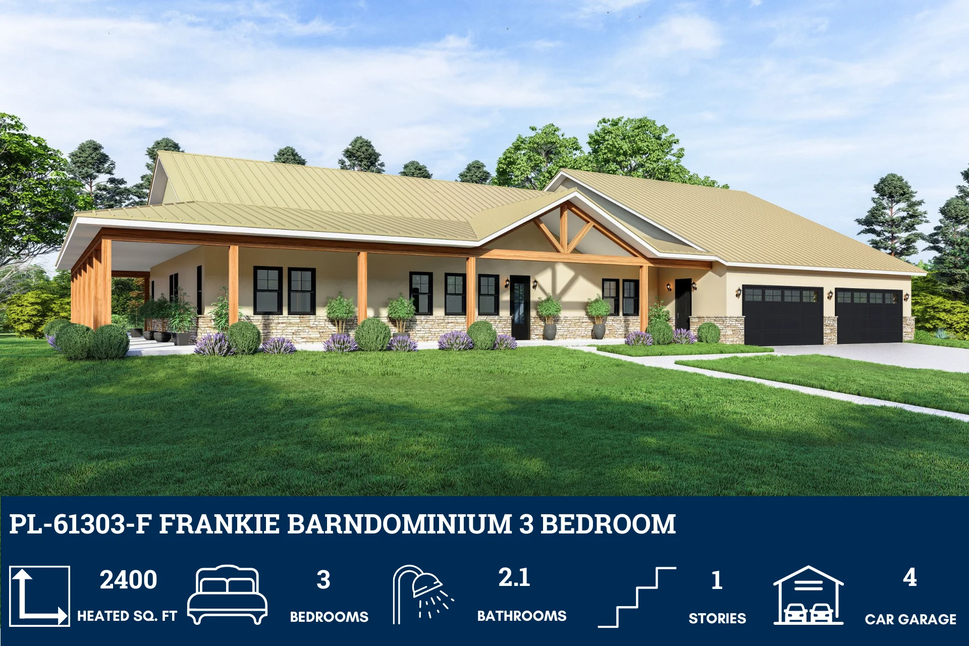PL-61303-F Frankie Barndominium House Plan - Image 2