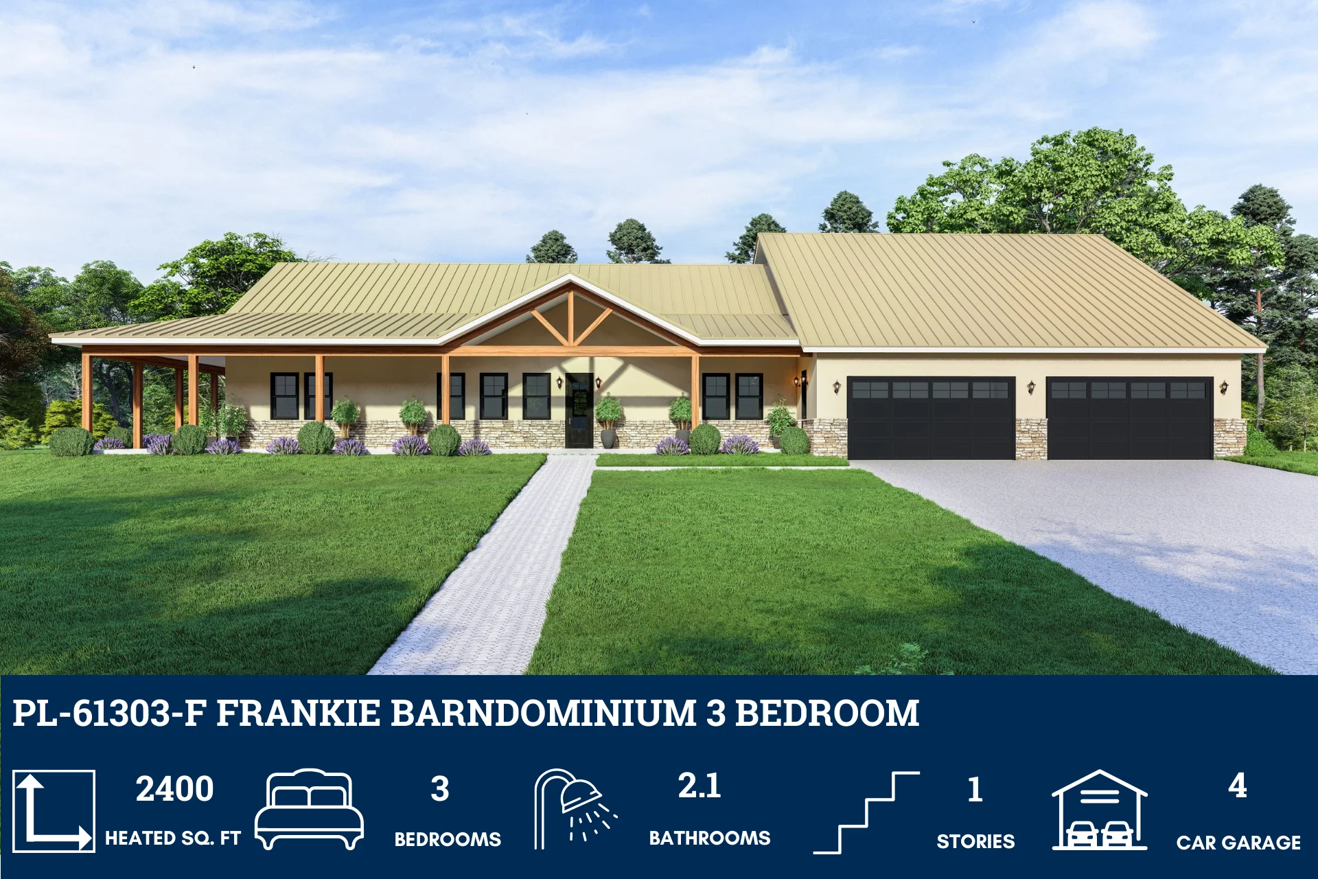 PL-61303-F Frankie Barndominium House Plan - Image 3
