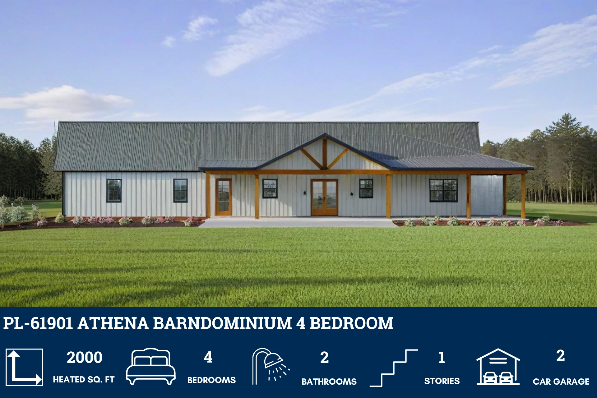 PL-61901 Athena Barndominium House Plan - Image 10
