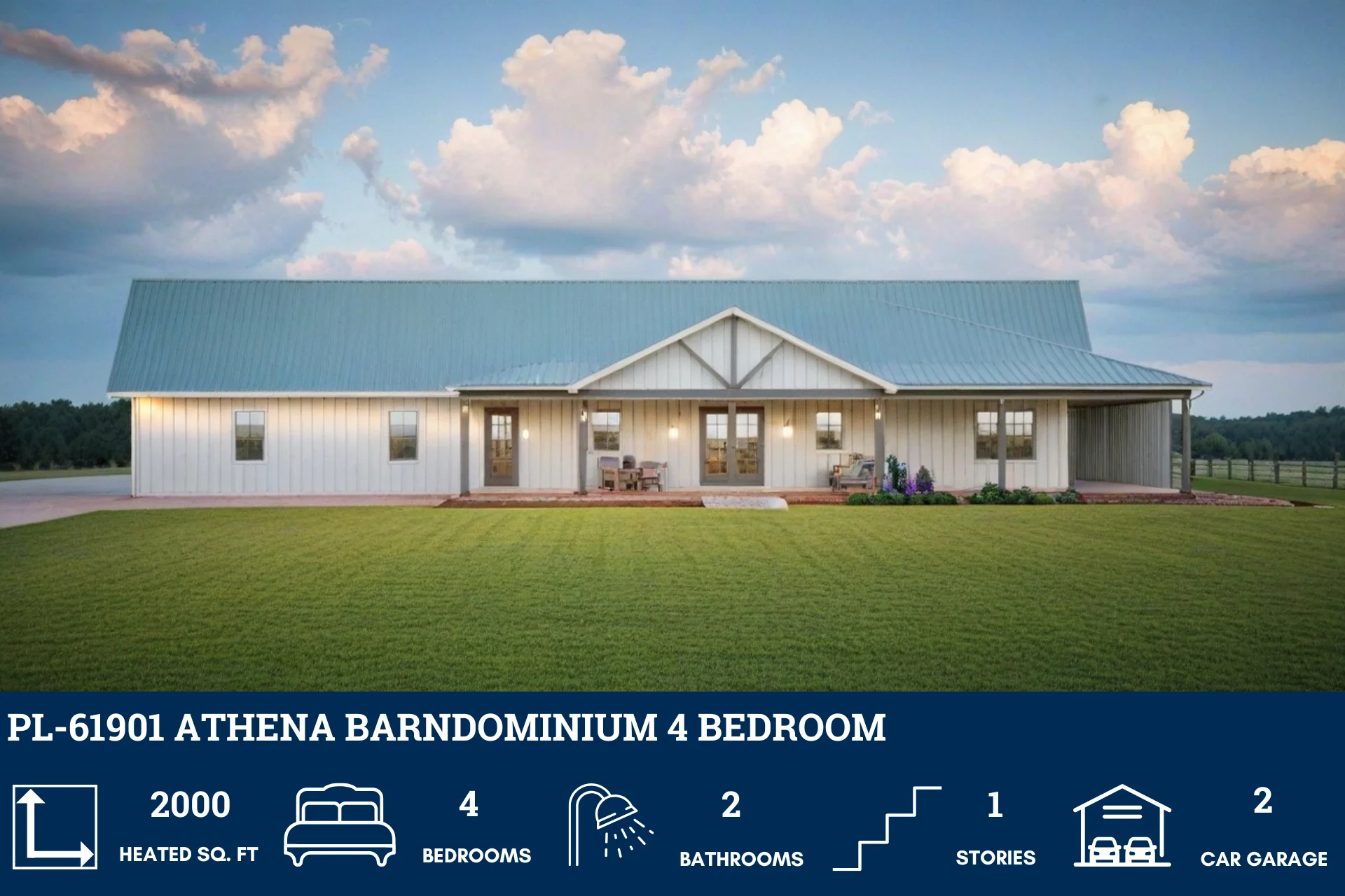 PL-61901 Athena Barndominium House Plan - Image 11
