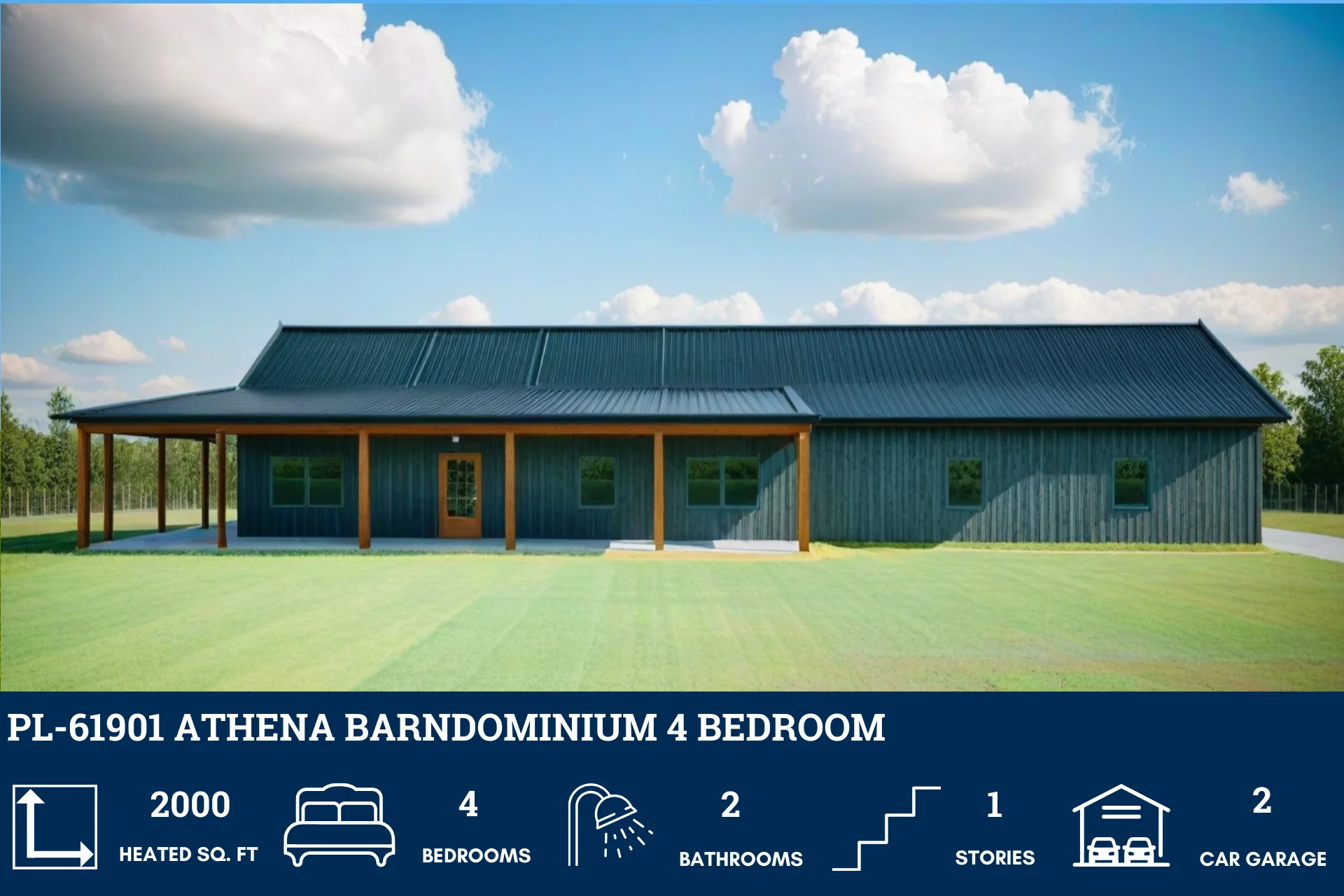 PL-61901 Athena Barndominium House Plan - Image 14