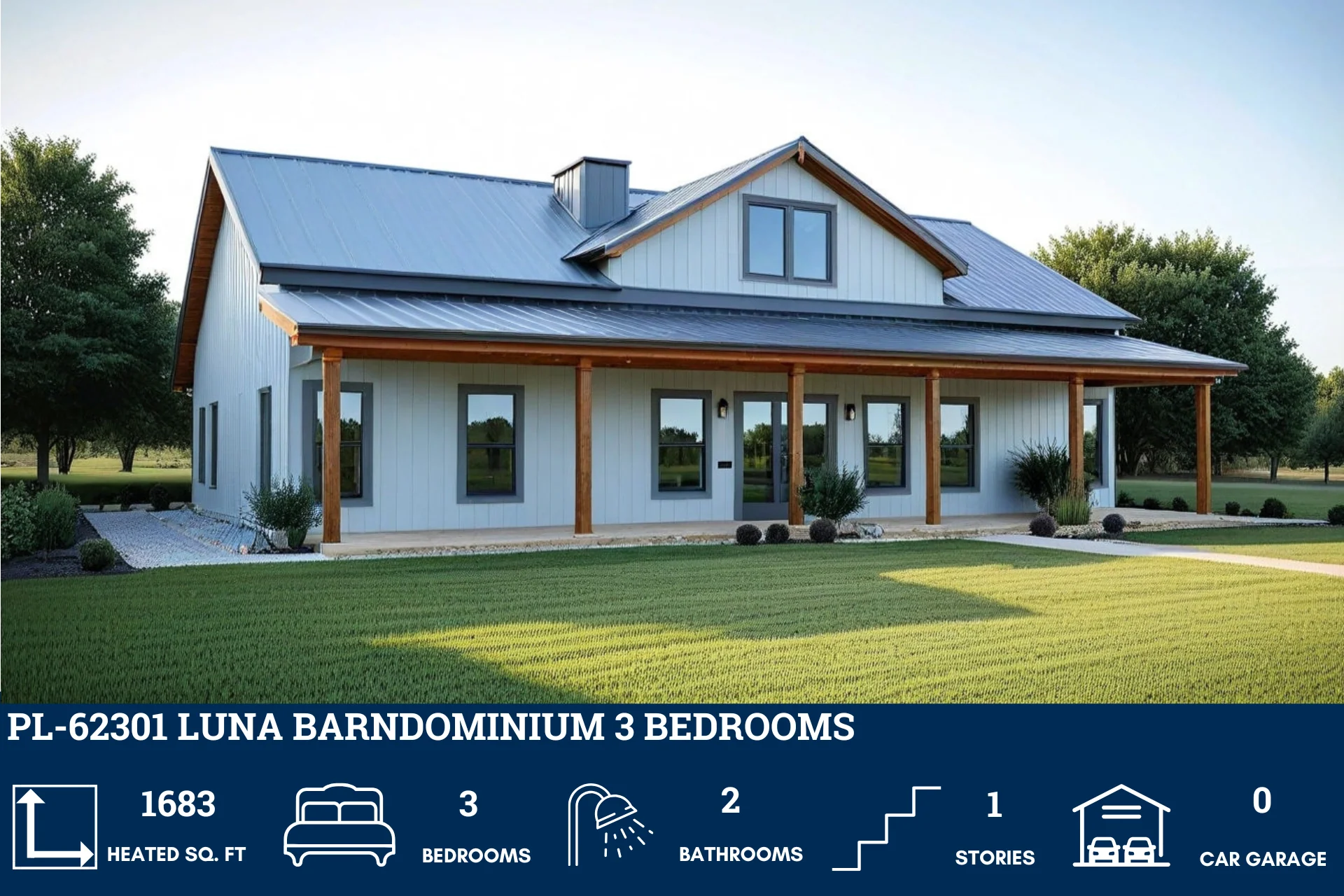 PL-62301 Luna Barndominium House Plan - Image 4