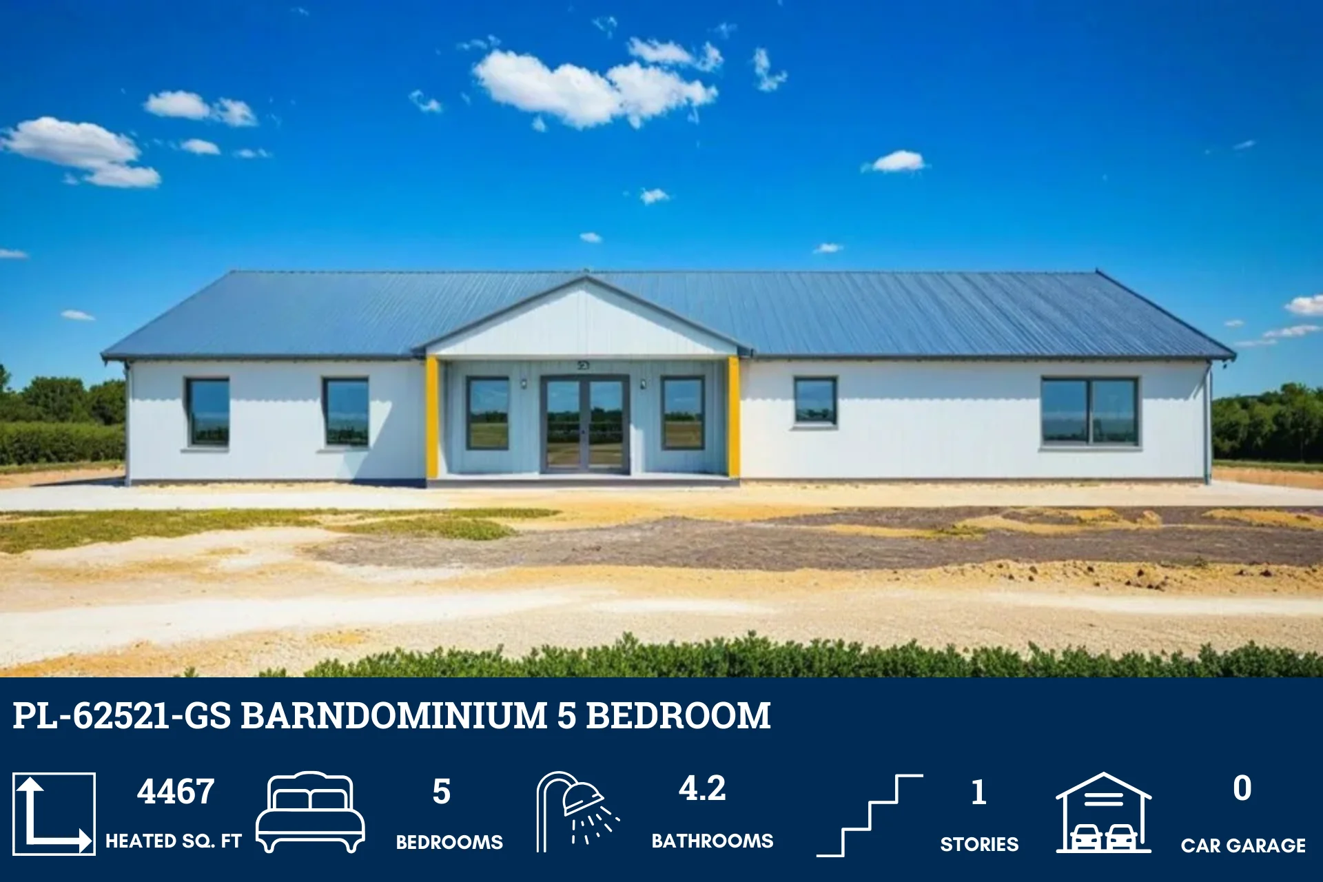 PL-62521-GS Barndominium House Plan - Image 2