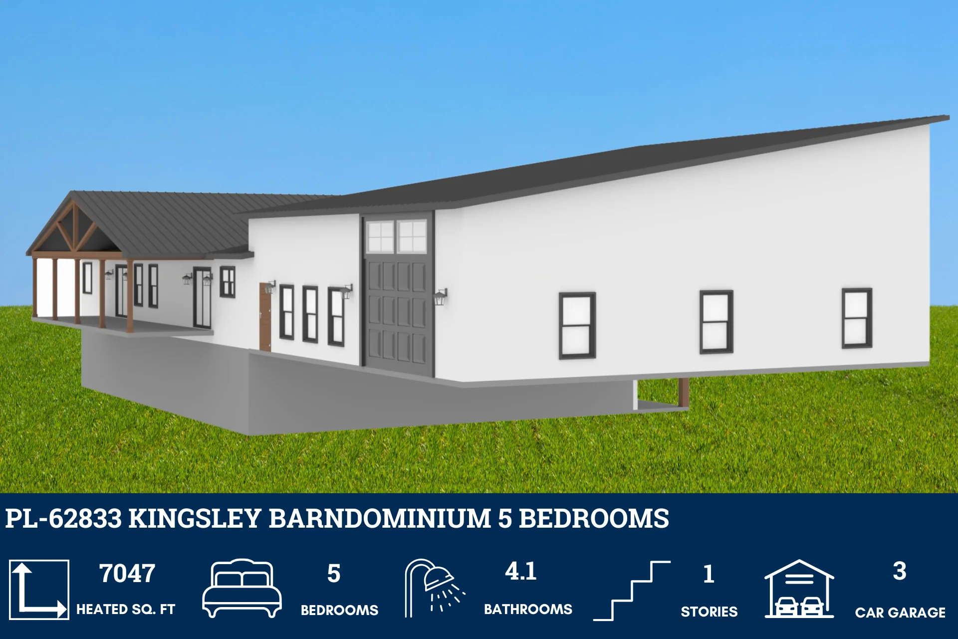 PL-62833 Kingsley Barndominium House Plan - Image 3