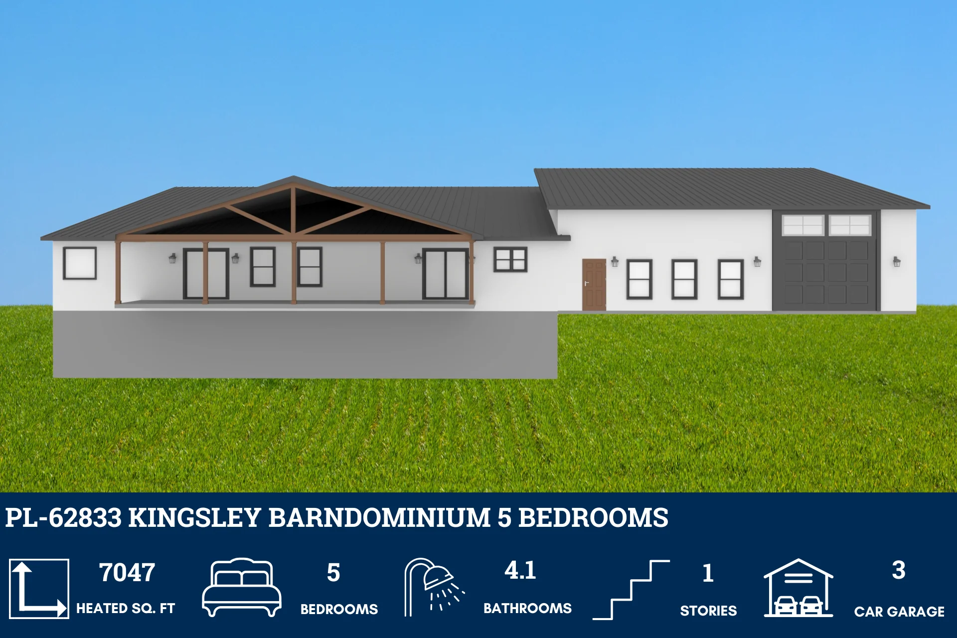 PL-62833 Kingsley Barndominium House Plan - Image 4