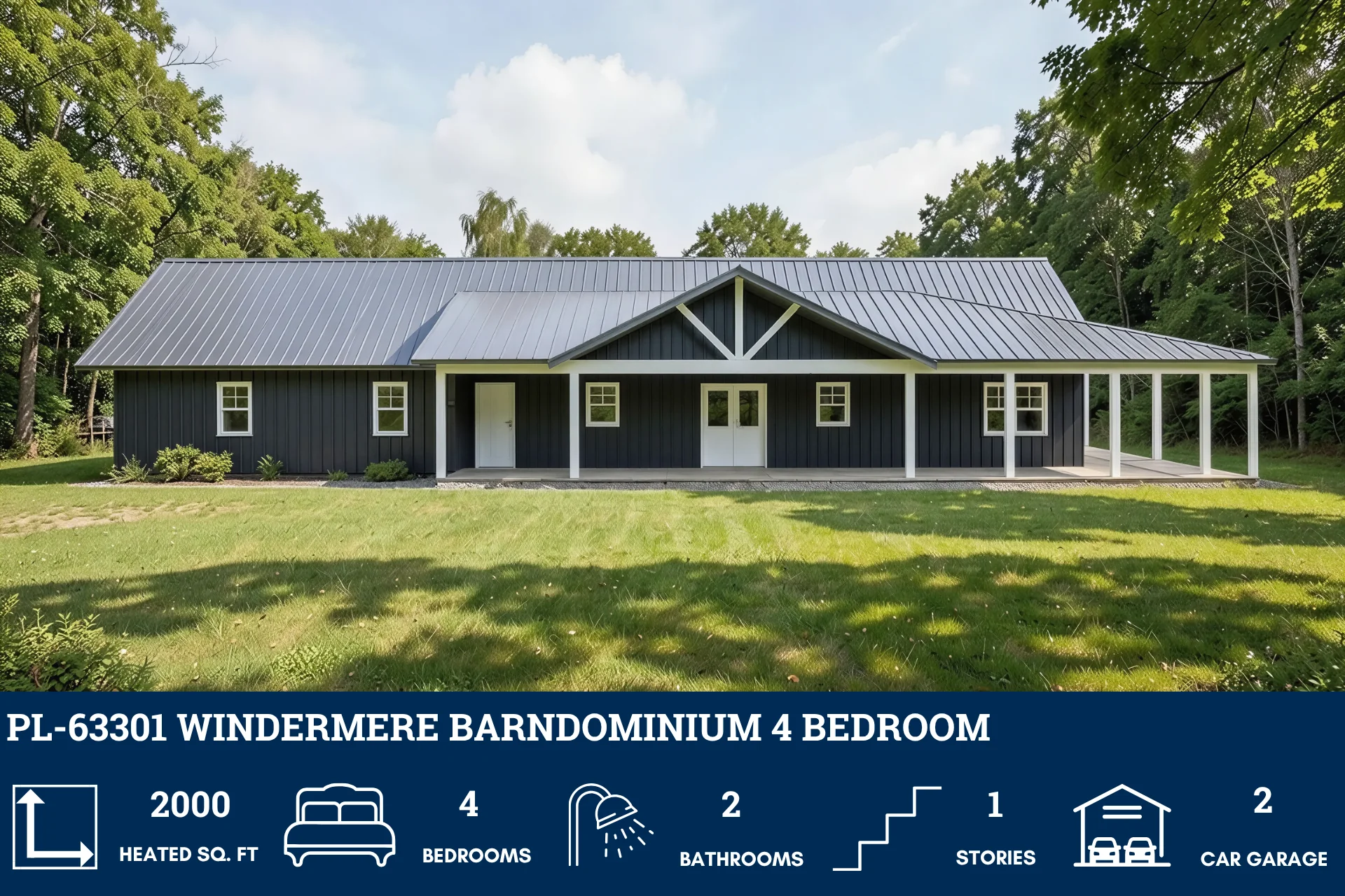 PL-63301 Windermere Barndominium House Plan