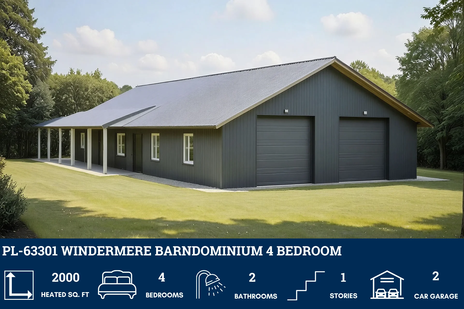 PL-63301 Windermere Barndominium House Plan - Image 3