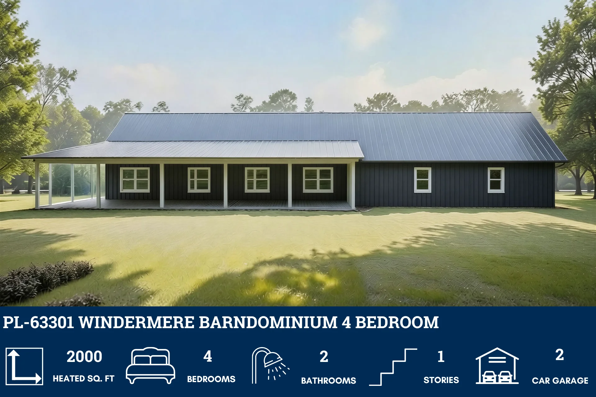 PL-63301 Windermere Barndominium House Plan - Image 4