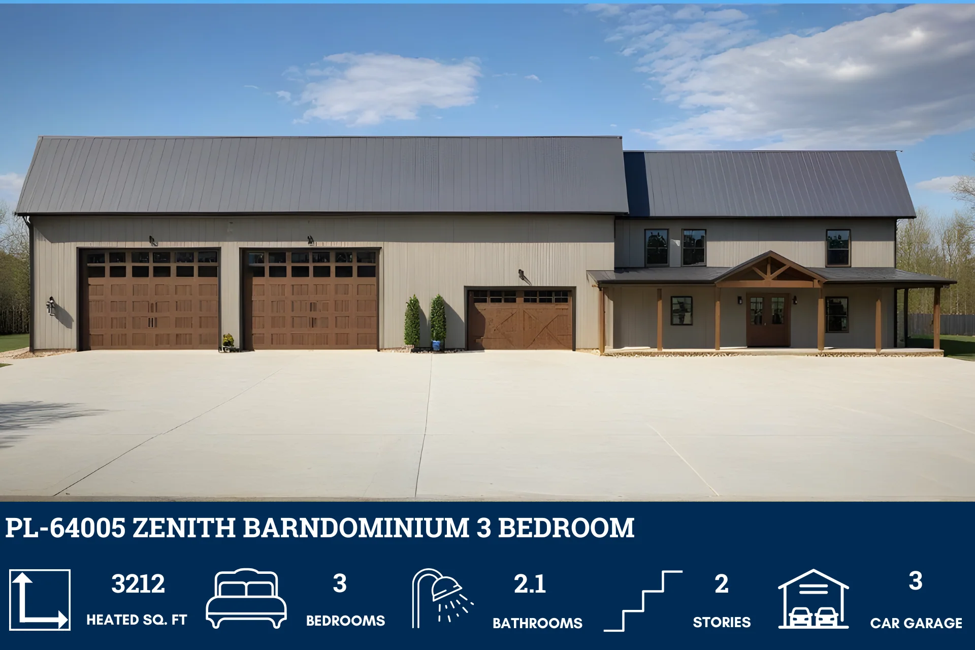 PL-64005 Zenith Barndominium House Plan