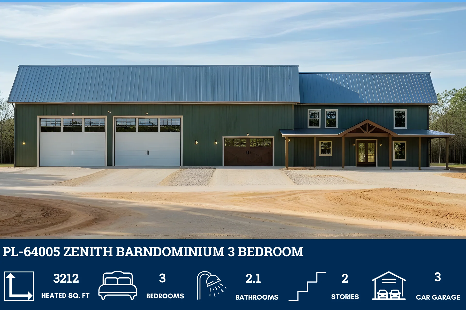 PL-64005 Zenith Barndominium House Plan - Image 2
