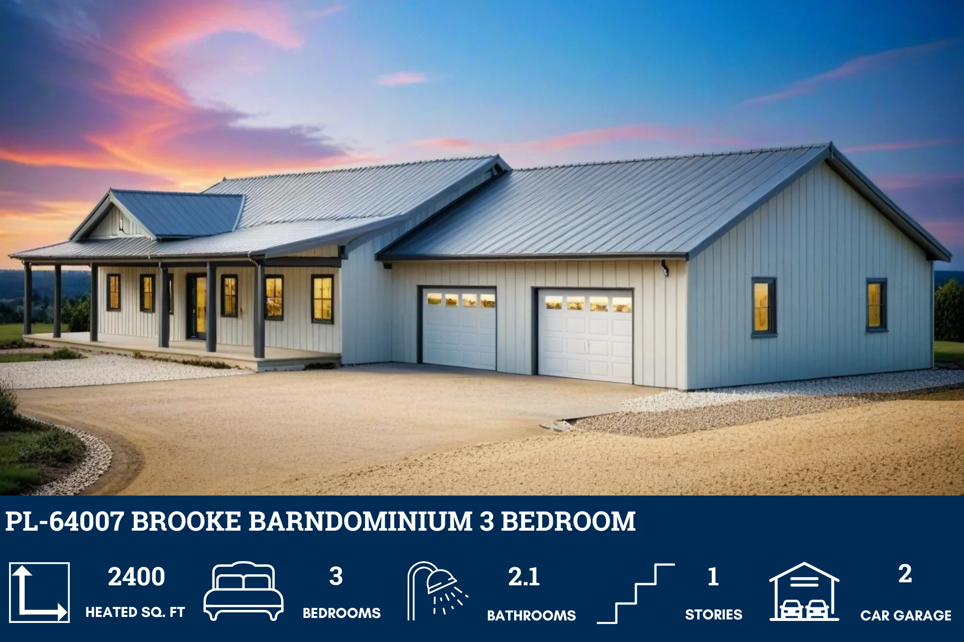 PL-64007 Brooke Barndominium House Plan - Image 3