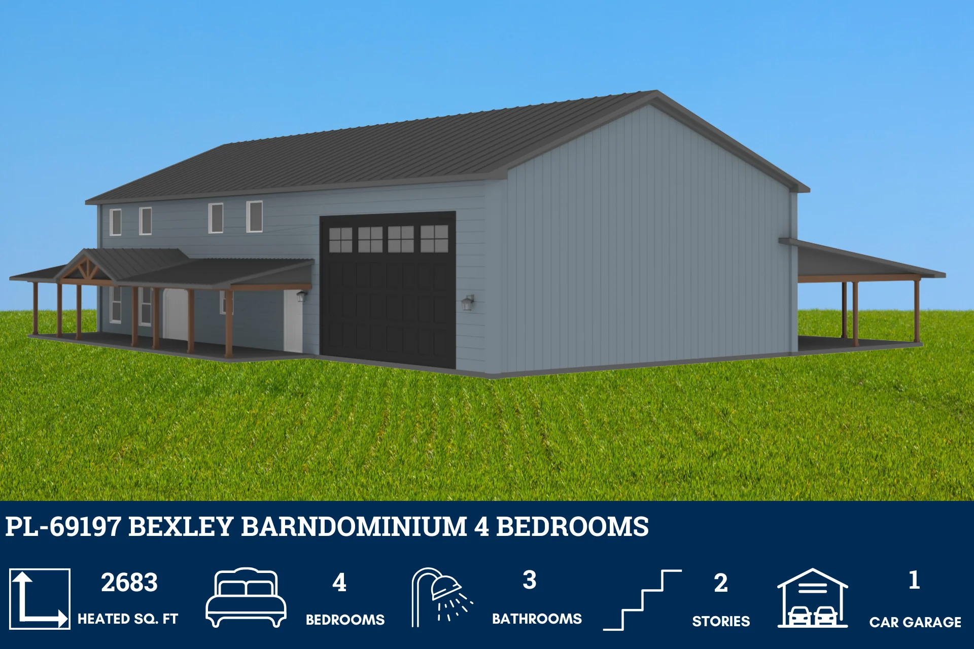 PL-69197 Bexley Barndominium House Plan - Image 2
