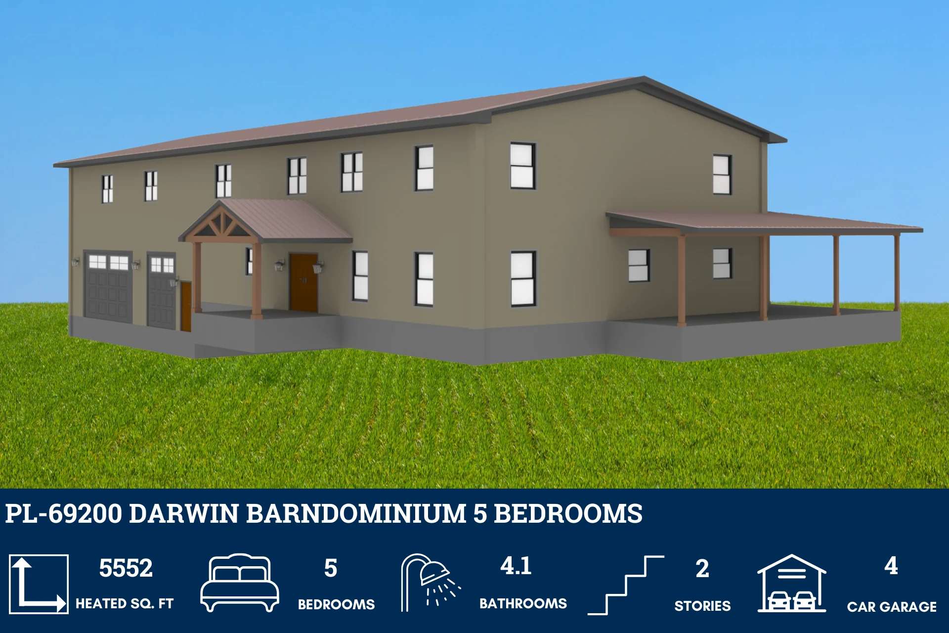 PL-69200 Darwin Barndominium House Plan - Image 3